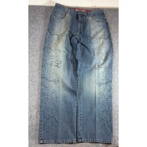 Vintage Indigo Red Lux Industrial Straight Jeans Mens 38 Blue Denim Faded Y2K